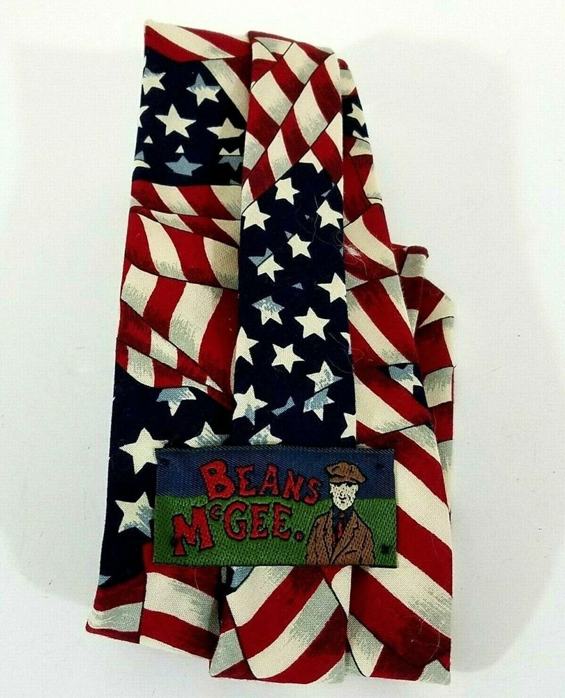 Men's Beans McGee United States Flag Tie Red White and Blue Patriotic 57 Inches